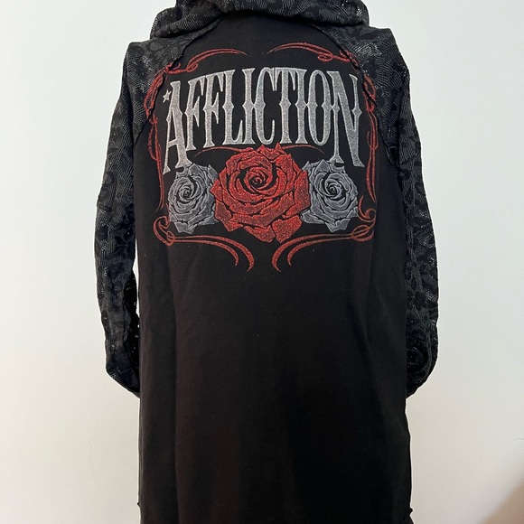 Affliction laced hooded long sleeve shirt XL - Picture 2 of 2